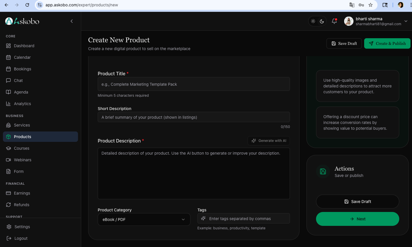 Digital Products Page